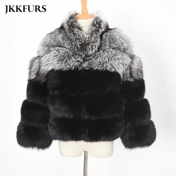 Нови постъпления, дамско палто от естествена лисьего кожа, чернобурка от смес чернобурки, модни дамски връхни дрехи от естествена кожа, зимата е топло S7863