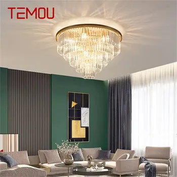 Плафониери TEMOU Златни постмодернистские Луксозни Лампи осветителни Тела LED Начало За дневна Трапезария