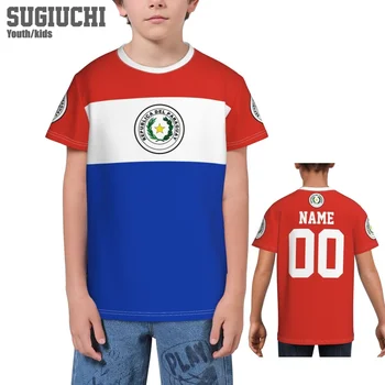 Потребителско Име Номер Флаг Парагвай Емблемата на 3D Тениски За Деца, Младежки Тениска За Момчета и Момичета Джърси Футболни Фенове Футбол Подарък тениска