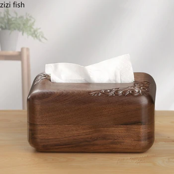 Прости кутии за салфетки от орехово дърво Правоъгълен перлено бял модел Кутия за кърпички и салфетки Ретро Домашен настолен държач за тоалетна хартия