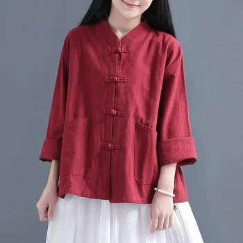 Традиционната китайска облекло за жени, блуза с шал яка подпора, китайски сако в китайски стил, бельо риза с джобове, дамски китайски върховете FF2466