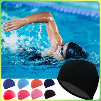 Шапка за плуване свободен размер, водоустойчив еластична защита на ушите, спортна шапка за плуване с дълга коса, ультратонкая мъжки дамски шапка за басейна на открито