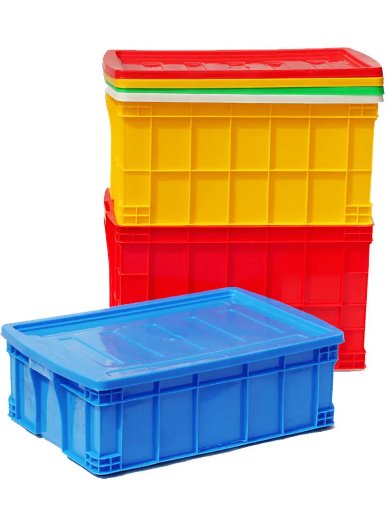 5 Цвята Удебелена кутия за оборота пластмаса HDPE за съхранение, ръчен контейнер с капак за логистика и склад . ' - ' . 0