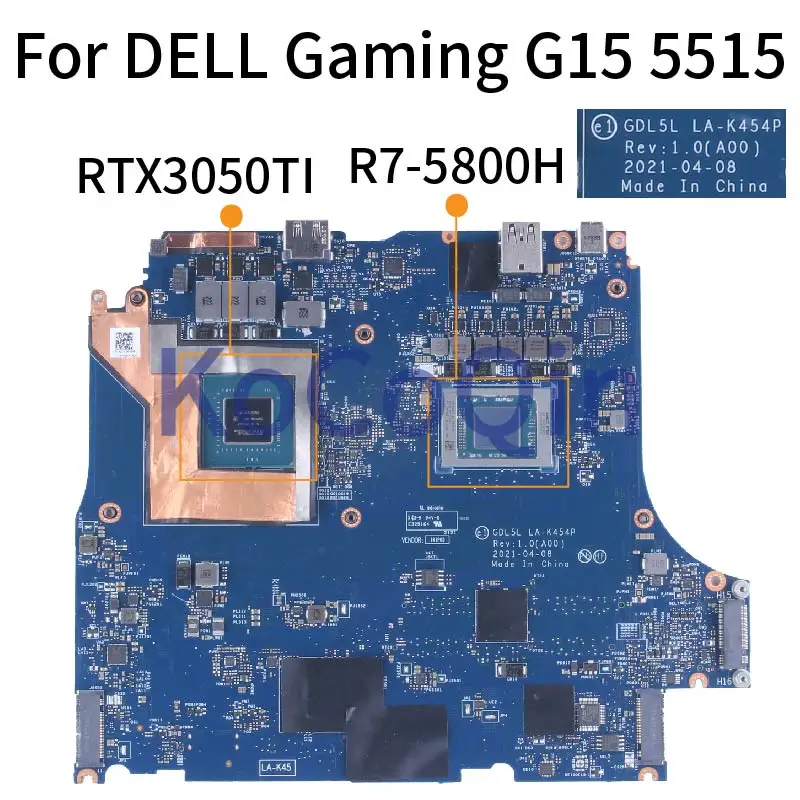 GDL5L LA-K454P За DELL G15 Gaming 5515 дънна Платка на лаптоп 02N46G 00VT1V 0PGC5N 0R3CDX RTX3050 RTX3050TI дънна Платка на лаптоп DDR4 . ' - ' . 0