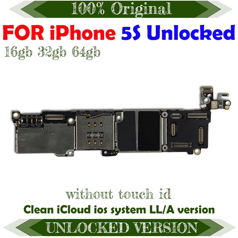 Чиста дънна платка iCloud, с/без Touch ID Подкрепа на пръстови отпечатъци Мрежа Gsm Wcama 4G Lte за дънната платка IPHONE 5S FreeiCloud . ' - ' . 1
