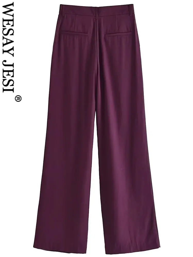 WEASAY JESI ТРАФИКА/ модни дамски ретро панталони с прав штанинами, висока талия, широки панталони с ципове, улични ежедневни дамски спортни панталони . ' - ' . 1