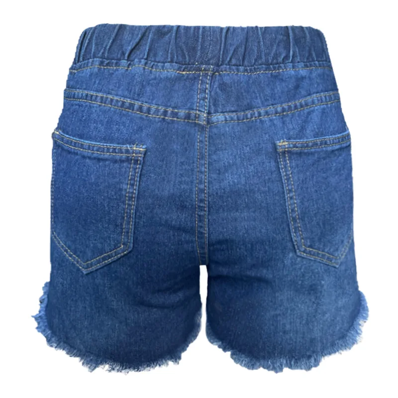 Ежедневни дънкови къси панталони с еластичен колан, дамски летни модни улични шорти Spice Girl със средна талия, тънки дънкови шорти, дамски топли панталони . ' - ' . 1