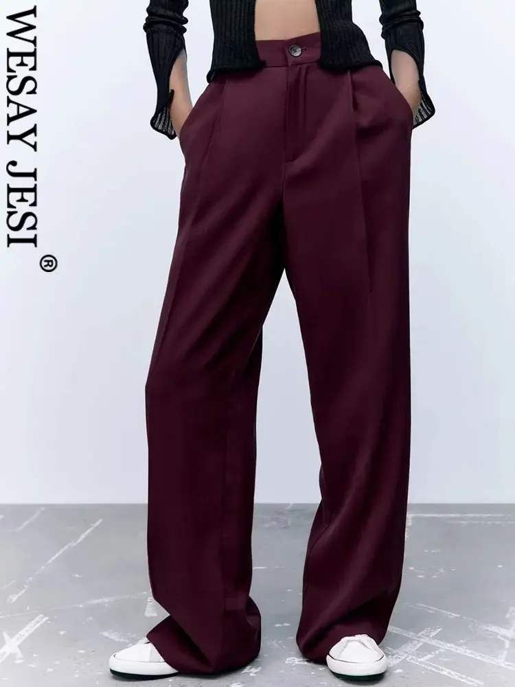 WEASAY JESI ТРАФИКА/ модни дамски ретро панталони с прав штанинами, висока талия, широки панталони с ципове, улични ежедневни дамски спортни панталони . ' - ' . 2