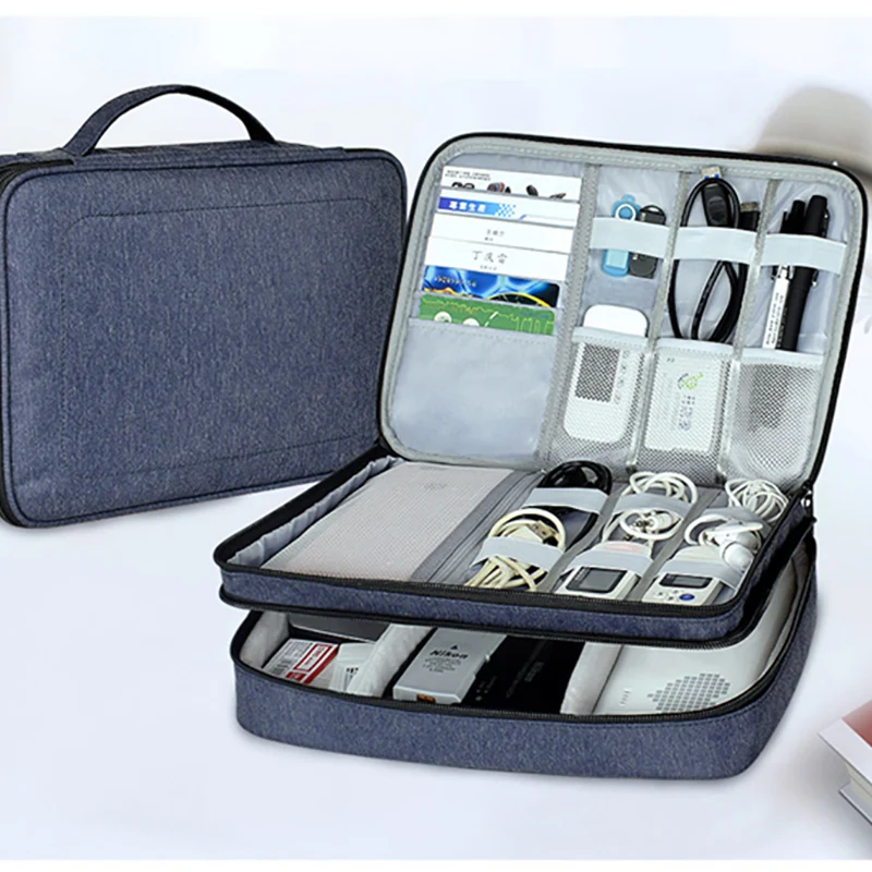 Водоустойчив 2-слойная чанта за съхранение и USB-кабел, електронен органайзер, калъф за цифрови джаджи, преносим пътен калъф за Ipad . ' - ' . 3