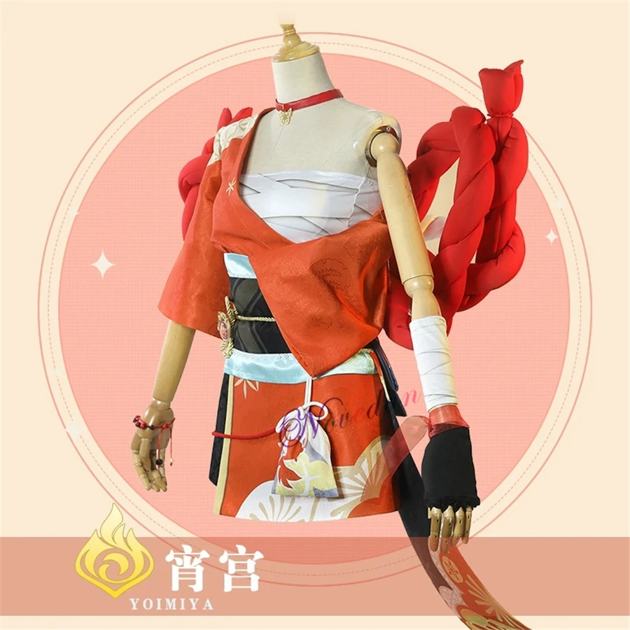 Костюм за cosplay Genshin Impact Naganohara Yoimiya, перука, аниме игра, рокля кимоно за cosplay Genshin, женствена рокля-кимоно . ' - ' . 3