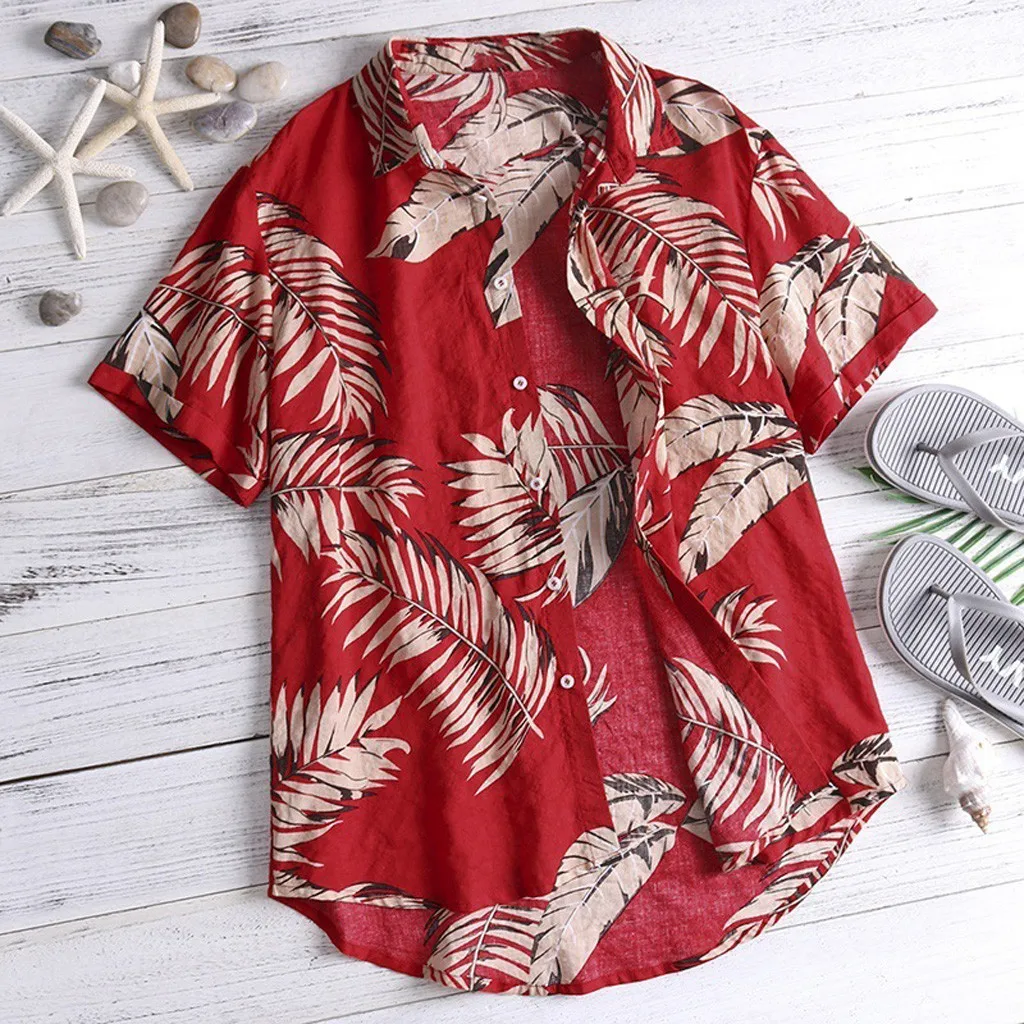 Мъжка риза с къс ръкав с гавайским принтом, ежедневни риза, мъжка лятна ежедневни свободна плажно облекло, копчета, мъжка блуза, блузи . ' - ' . 4