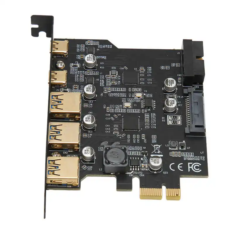Карта за разширяване на PCIE 1X USB 3xUSB3.0 2xType C 19pin 5-Портов Адаптер за Разширяване на настолни КОМПЮТРИ . ' - ' . 4