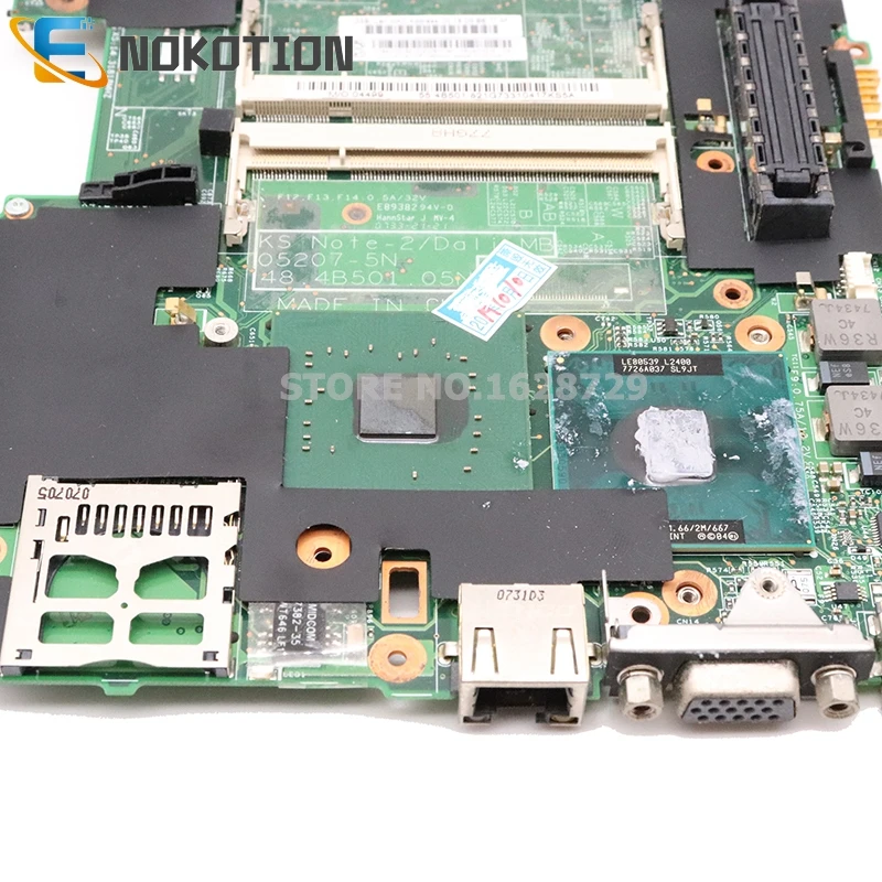 NOKOTION 42T0215 За IBM Lenovo X60s дънна Платка на лаптоп ThinkPad Дънната платка 48.4B501.05N L2400 1,66 Ghz Процесор DDR2 . ' - ' . 4