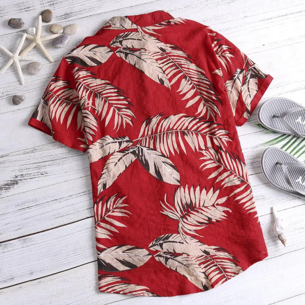 Мъжка риза с къс ръкав с гавайским принтом, ежедневни риза, мъжка лятна ежедневни свободна плажно облекло, копчета, мъжка блуза, блузи . ' - ' . 5