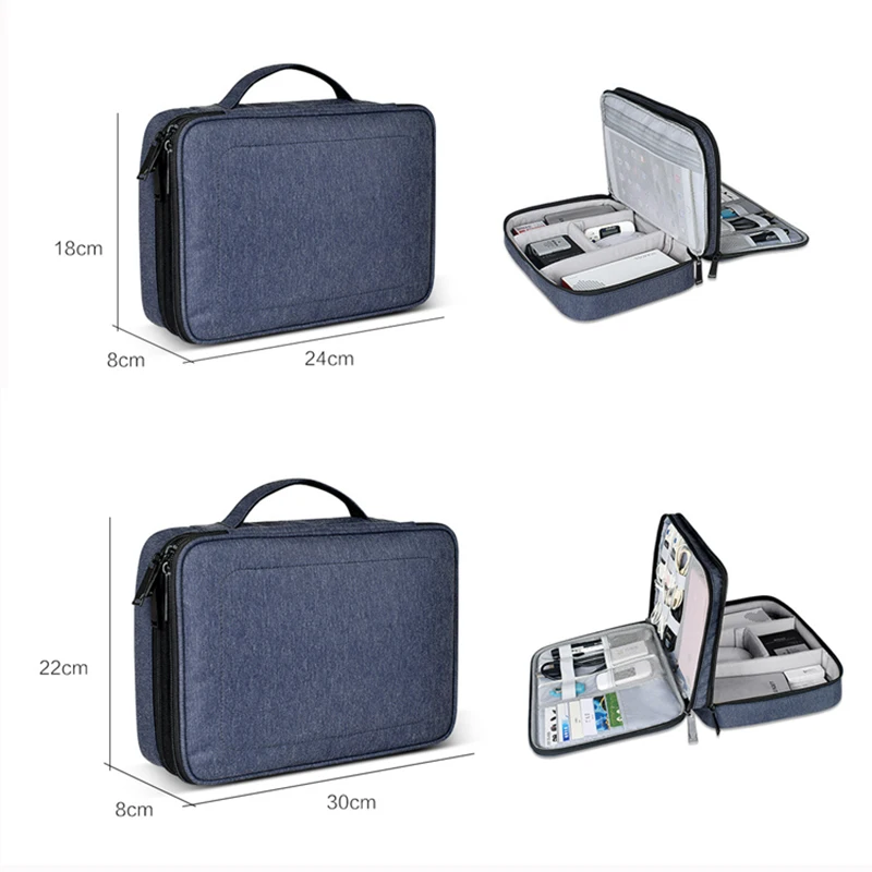 Водоустойчив 2-слойная чанта за съхранение и USB-кабел, електронен органайзер, калъф за цифрови джаджи, преносим пътен калъф за Ipad . ' - ' . 5