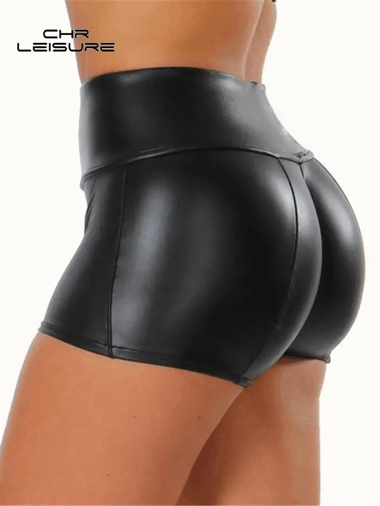 CHRLEISURE, летни секси кожени панталони с висока талия, женски закачливо монтиране на ежедневните панталони, обикновена къси панталони за фитнес . ' - ' . 5